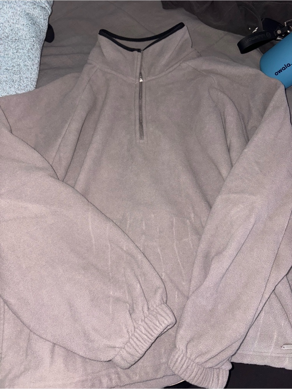 Hollister Women's Zip-Up Fleece Pullover - Taupe